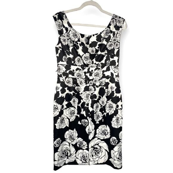 White House Black Market Sleeveless Floral Dress Size 10 Cocktail Sweetheart - Picture 13 of 13